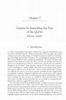 Research paper thumbnail of Criteria for Emending the Text of the Qur'an