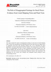 Research paper thumbnail of The Role of Disaggregated Earnings for Stock Prices: Evidence from Listed Shipping Firms and Panel Tests