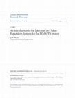 Research paper thumbnail of An Introduction to the Literature on Online Reputation Systems for the MMAPPS project