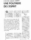 Research paper thumbnail of "Une politique de l'esprit" 