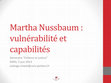 Research paper thumbnail of Vulnérabilité et capabilités chez Martha Nussbaum