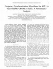 Research paper thumbnail of Frequency synchronization algorithms for 802.11 n based MIMO-OFDM systems: A performance analysis