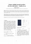 Research paper thumbnail of Asupra caliății energiei produse de surse regenerabile – Studiu de caz (Studium regarding the quality of renewable energy – Case study – in Romanian)