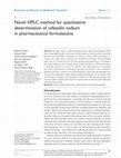 Research paper thumbnail of Novel RP-HPLC Method for Quantitative determination of Cefazolin sodium in Pharmaceutical Formulations