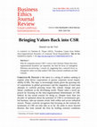 Research paper thumbnail of Bringing Values Back into CSR