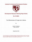 Research paper thumbnail of Andersen and Evia (2003) The Effectiveness of Foreign Aid in Bolivia