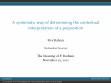 Research paper thumbnail of A systematic way of determining the contextual interpretation of a preposition, with consequences for the mental representation of polysemy