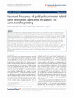 Research paper thumbnail of Resonant frequency of gold/polycarbonate hybrid nano resonators fabricated on plastics via nano-transfer printing