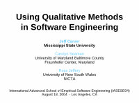 Research paper thumbnail of Using Qualitative Methods In Software Engineering