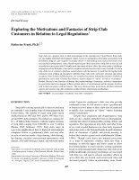 Research paper thumbnail of Exploring the Motivations and Fantasies of Strip Club Customers In Relation to Legal Regulations