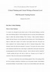 Research paper thumbnail of Critical Thinking, Critical Writing