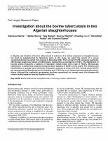 Research paper thumbnail of Investigation About the Bovine Tuberculosis In Two Algerian Slaughterhouses