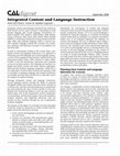 Research paper thumbnail of Sherris, A. (2008). Integrated Content and Language Instruction. Washington, DC: Center for Applied Linguistics