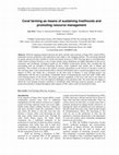 Research paper thumbnail of Coral farming as means of sustaining livelihoods and promoting resource management