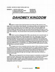 Research paper thumbnail of HISTORY OF WEST AFRICA DAHOMEY D