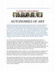 Research paper thumbnail of AUTONOMIES OF ART- Clement Greenberg