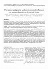 Research paper thumbnail of Prevalence and genetic and environmental influences on anxiety disorders in 6-year-old twins