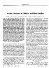 Research paper thumbnail of Anxiety Disorders in Children and Their Families