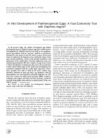 Research paper thumbnail of In Vitro Development of Parthenogenetic Eggs: A Fast Ecotoxicity Test With Daphnia Magna?