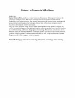 Research paper thumbnail of Pedagogy In Commercial Video Games