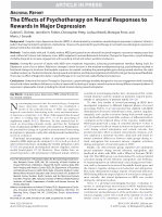 Research paper thumbnail of The effects of psychotherapy on neural responses to rewards in major depression