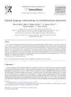 Research paper thumbnail of Natural language watermarking via morphosyntactic alterations