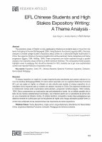 Research paper thumbnail of EFL Chinese Students and High Stakes Expository Writing: A Theme Analysis❖