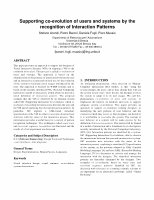 Research paper thumbnail of Supporting co-evolution of users and systems by the recognition of Interaction Patterns