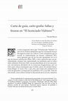 Research paper thumbnail of  	"Carta de guía, carto-grafía: fallas y fisuras en “El licenciado Vidriera”"