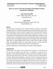 Research paper thumbnail of IMPACT OF CAPITAL STRUCTURE ON FINANCIAL PERFORMANCE IN INDIAN CONSTRUCTION COMPANIES