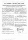 Research paper thumbnail of New Resonance Type Fault Current Limiter