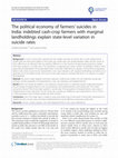 Research paper thumbnail of The political economy of farmers' suicides in India: indebted cash-crop farmers with marginal landholdings explain state-level variation in suicide rates (Globalization and Health, with Larry King)