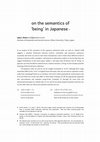 Research paper thumbnail of On the semantics of "being" in Japanese