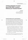 Research paper thumbnail of (2015). "L’héritage pédagogique de Gustave Monod (1885-1968), ou quelle(s) filiation(s)  pour l’éducation Nouvelle ? Eduquer|Former, n° 46, 2014/1-2, p. 171-193