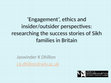 Research paper thumbnail of ‘Engagement’, ethics and insider/outsider perspectives: researching the success stories of Sikh families in Britain