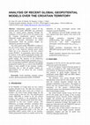 Research paper thumbnail of ANALYSIS OF RECENT GLOBAL GEOPOTENTIAL MODELS OVER THE CROATIAN TERRITORY