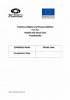 Research paper thumbnail of Employee Rights and Responsibilities For the Health and Social Care Frameworks Candidate Name Nicole Lane Completion Date