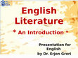 Research paper thumbnail of English Literature   An Introduction 