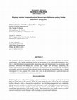 Research paper thumbnail of Piping noise transmission loss calculations using finite element analysis