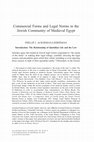 Research paper thumbnail of Commercial Forms and Legal Norms in the Jewish Community of Medieval Egypt 