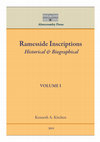 Research paper thumbnail of Ramesside Inscriptions: Historical and Biographical. Volume I (Table of Contents), Re-print; Published June 2015