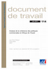 Research paper thumbnail of Analyse de la cohérence des politiques commerciales en Afrique de l'Ouest Département de la Recherche document de travail