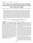 Research paper thumbnail of The semi-annual variations of the bio-available heavy metals and natural radionuclides in Timsah Lake sediments, Egypt