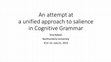 Research paper thumbnail of An attempt at a unified approach to salience in Cognitive Grammar