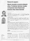 Research paper thumbnail of Media branding in social network sites: Problems German media companies have faced and lessons they have learned