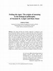 Research paper thumbnail of Feeling the signs: The origins of meaning in the biological philosophy of Susanne K. Langer and Hans Jonas