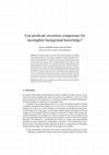 Research paper thumbnail of Can predicate invention compensate for incomplete background knowledge?