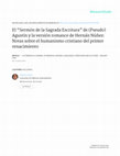 Research paper thumbnail of “El ‘Sermón de la Sagrada Escritura’ de Pseudo San Agustín y la versión romance de Hernán Núñez. Notas sobre el humanismo cristiano del primer Renacimiento.” La Corónica  31.7 (2008): 145-74.