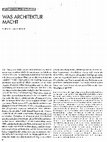 Research paper thumbnail of Was Architektur macht / What Architecture Does