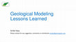 Research paper thumbnail of Geomodelling lessons learned